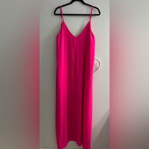 Pink lily floor length v neck dress wedding guest dress